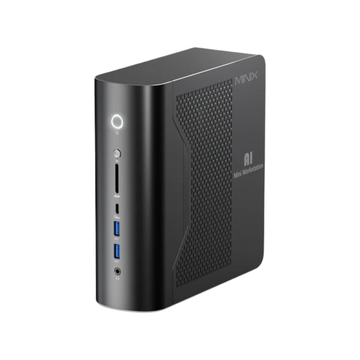 MINIX ER939-AI AI mini PC shown from the left and top